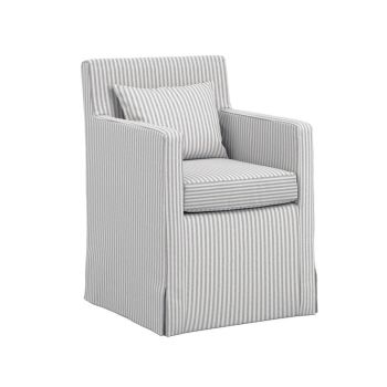 Hettie Indoor Thin Stripe Dining Chair - Cotton Blend - L63 x W58 x H87 cm - Grey - Fully Assembled