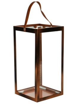 Hampton Tall Lantern - Metal - L18 x W18 x H40 cm - Copper