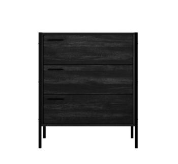 Hoxton 3 Drawer Chest - Particleboard/Metal - L40.2 x W63.8 x H78.5 cm - Black Matte