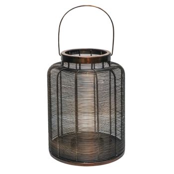 Hampton Woven Lantern - Mild Steel/Glass - L24 x W24 x H31 cm - Copper