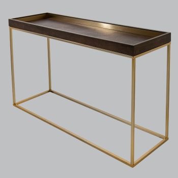 Krios Console - Metal/Wood - L35 x W120 x H75 cm - Champagne/Chocolate