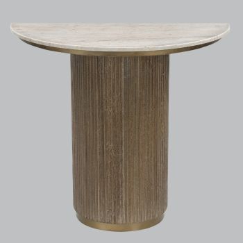 Milo Console Table - Metal/Wood/Marble - L45 x W90 x H82 cm - Brass/Brown/Neutral