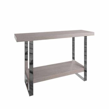 Console Table - Pine/MDF/Metal - L120 x W35 x H75 cm - Silver Oak/Chrome