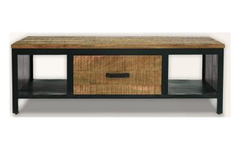 Induse Coffee Table 1 Drawer - Mango Wood/Iron - L60 x W120 x H41 cm - PP Sawn Finish