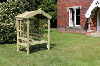 Cottage Arbour- Trellis Back & Sides - Sits 2, Wooden Garden Bench Seat w/ Trellis - L90 x W135 x H190 cm - Min. Assembly Required