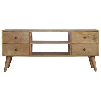 Solid Wood Nordic Media Unit With 4 Drawers