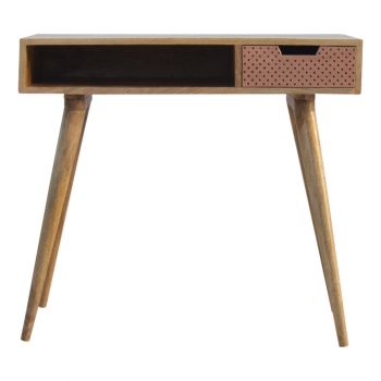 Nordic Style Writing Desk with 1 Perforated Copper Front Drawer