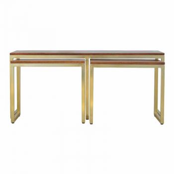 Stool Set Of 3 In Gold Finish