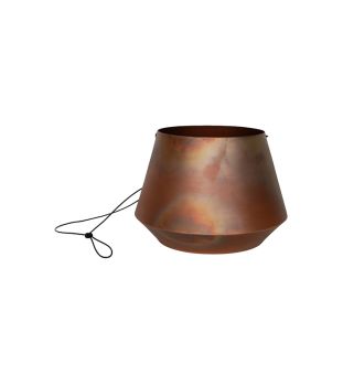 Indoor Soho Aged Hanging Planter with Leather Strap - Mild Steel - L21 x W21 x H15 cm - Copper