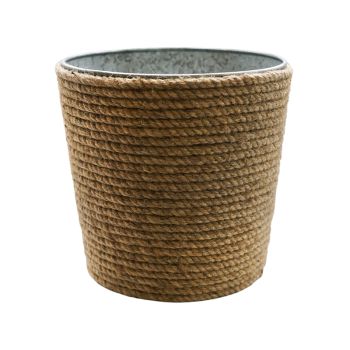 Christmas Tree Bucket - Galvanized Steel/Jute - L32 x W32 x H32 cm - Natural