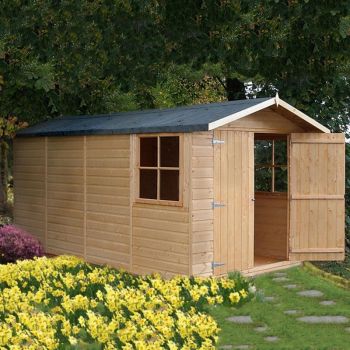 Jersey Double Doors Tongue and Groove Garden Shed Workshop Approx 7 x 13 Feet