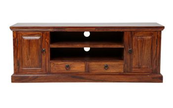 Ganga Plazma TV Unit - Sheesham Wood - L45 x W160 x H60 cm - Honey Dark Finish
