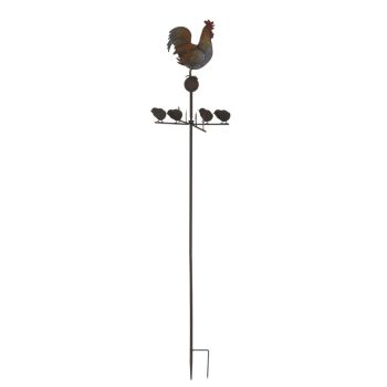 Stake with Moving Cockeral Weathervane - Metal - L39 x W39 x H165 cm