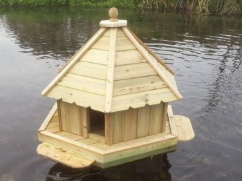 Medium Hexagonal Floating Duck House, Waterfowl Nesting Box for Pond or Lake - Pressure Treated Timber