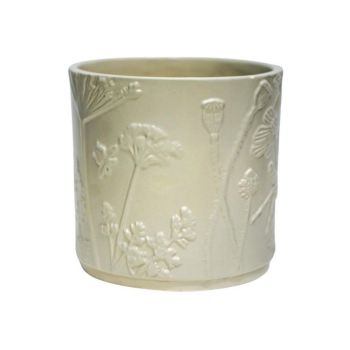 Kew Meadow Planter - Stoneware - L17.5 x W17.5 x H18 cm - Ivory