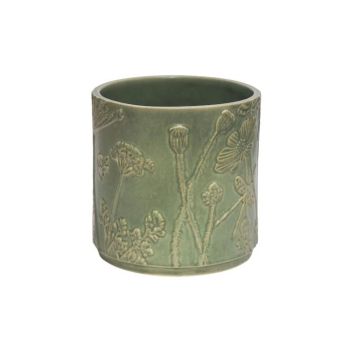 Kew Meadow Planter - Stoneware - L17.5 x W17.5 x H18 cm - Olive