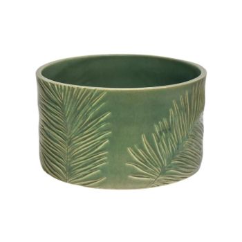 Kew Sago Palm Bowl - Stoneware - L24 x W24 x H14 cm - Olive