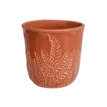 Kew Embossed Fern Planter - Ceramic - L18 x W18 x H17 cm - Rust