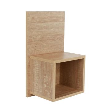 Kelly Wall-Hanging Open Compact Bedside Tables - Metal - L50 x W30 x H21.3 cm - Oak Effect - Flat Packed