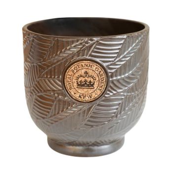 Kew Leaf Embossed Cork Planter - Ceramic - L22.5 x W22.5 x H22 cm - Charcoal