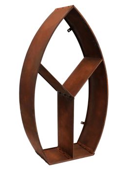Leaf Arch Sculptural Log Storage - Metal - L30 x W71 x H125 cm - Natural Rust