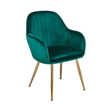 Lara Dining Chair (Pack of 2) - Velvet - L57 x W59 x H84.5 cm - Forest Green with Gold Legs