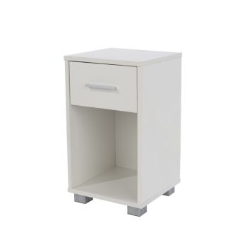 1 Drawer Compact Bedside Cabinet - MDP - L30 x W30 x H53 cm - White - Flat Packed