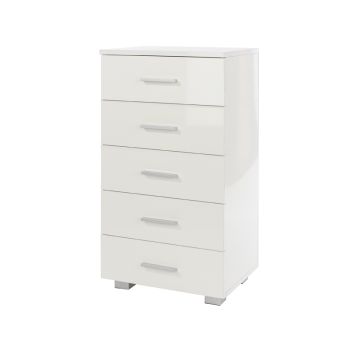 5 Narrow Chest of Drawers - MDP - 40 x 30 x 77 cm - White