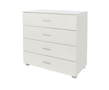 4 Drawer Chest of Drawers - MDP - L40 x W80 x H84 cm - White - Flat Packed