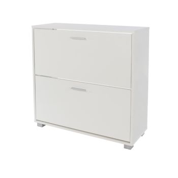 2 Door Shoe Cabinet - MDP - L30 x W80 x H84 cm - White - Flat Packed