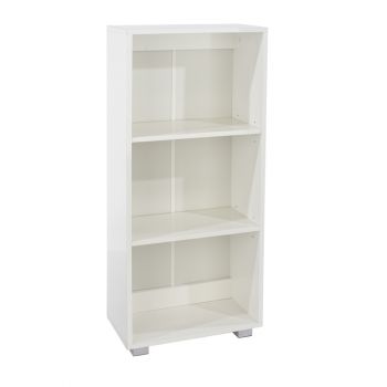 Low Narrow Bookcase High Gloss White Finish