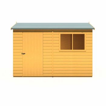 Lewis 10 x 8 Feet Single Door Reverse Apex Style D Shed - L256.6 x W311.4 x H220.7 cm