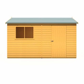 12 x 8 Feet Lewis Single Door Reverse Apex Style C Shed - L256.6 x W371.4 x H220.7 cm