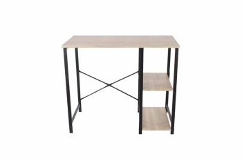 Loft Side Storage Study Desk with Metal Legs and Home/Office Chair with Arms - Oak/Black/Orange Mesh Back