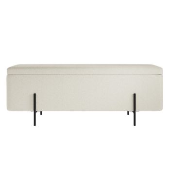 Lola Storage Ottoman - Boucle/Metal - L45 x W116 x H45 cm - Ivory/Black Matte