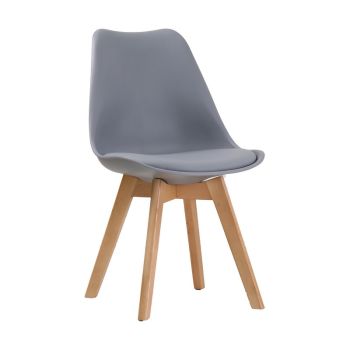 Louvre Chair (Pack of 2) - Plastic/Wood - L48.5 x W55.5 x H81 cm - Grey