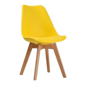Louvre Chair (Pack of 2) - Plastic/Wood - L48.5 x W55.5 x H81 cm - Yellow