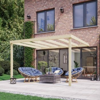 Wall Mounted Box Pergola - Wood - L180 x W180 x H270 cm - Light Green