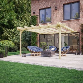 Wall Mounted Double Garden Pergola - Wood - L300 x W300 x H270 cm - Light Green