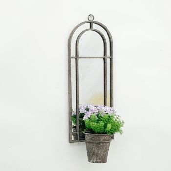 64cm Lucrezia Wall Mirror With Single Planter - Metal - L15 x W20 x H65 cm