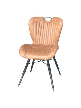 Dining Fabric Chair with Metal Legs (Set of 2) - Tan/Black - Assembly Required