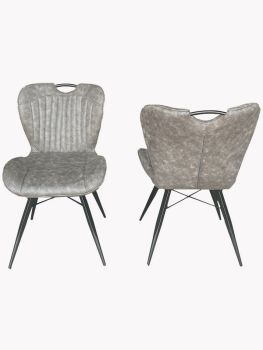 Dining Fabric Chair with Metal Legs (Set of 2) - Grey/Black - Assembly Required