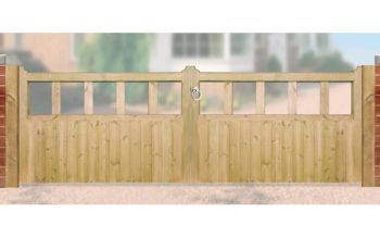 Quorn Low Double Driveway Garden Gate - Pressure Treated Scandinavian Redwood - W2700 x H900 mm