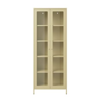 Mase Storage Cabinet - Steel/Glass - L35 x W70 x H180 cm - Beige - Flat Packed