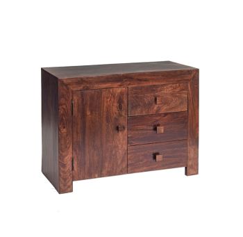 Toko Dark Mango 3 Drawer Sideboard - Solid Mango Wood - L45 x W88 x H75 cm
