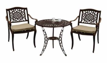 Ballygowan 2-Seat Companion Set (H'Bronze/Cream) - Aluminium - Garden Furniture, Outdoor Table & Chair Set - Chocolate