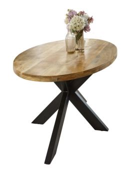 Surrey Oval Dining Table 6-8 Seater - Solid Mango Wood/Metal - L90 x W180 x H76 cm