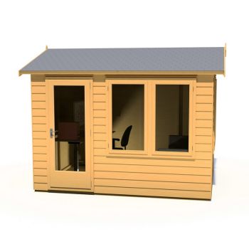 Melrose 10 x 8 Feet Single Door Garden Office - OSB/MDF - L260.4 x W332.8 x H250.5 cm