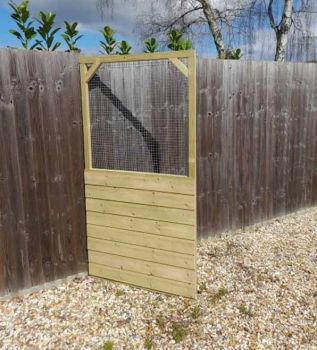 Framed Aviary Door panel - Half Timber clad and Half Wire with 6' x 3' - with galvanised wire mesh 1/2" X 1/2" - 19 gauge