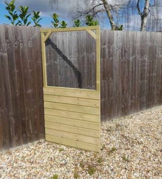 Framed Aviary DOOR panel - Half Timber clad and Half Wire with 6' x 3' - with galvanised wire mesh 1/2" X 1/2" - 19 gauge